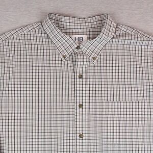 HB Harbor Bay Shirt Mens 3XLT White Black Gray Long Sleeve Button Down